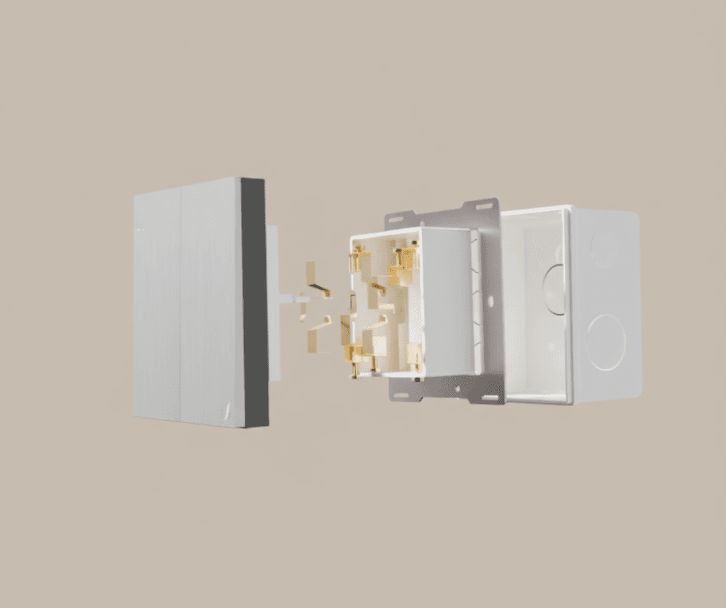 Exploded view of a Lumira switch revealing its precision-engineered internals