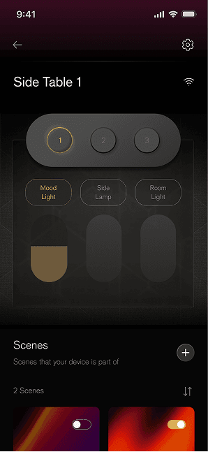 Lumira companion app interface screen controller