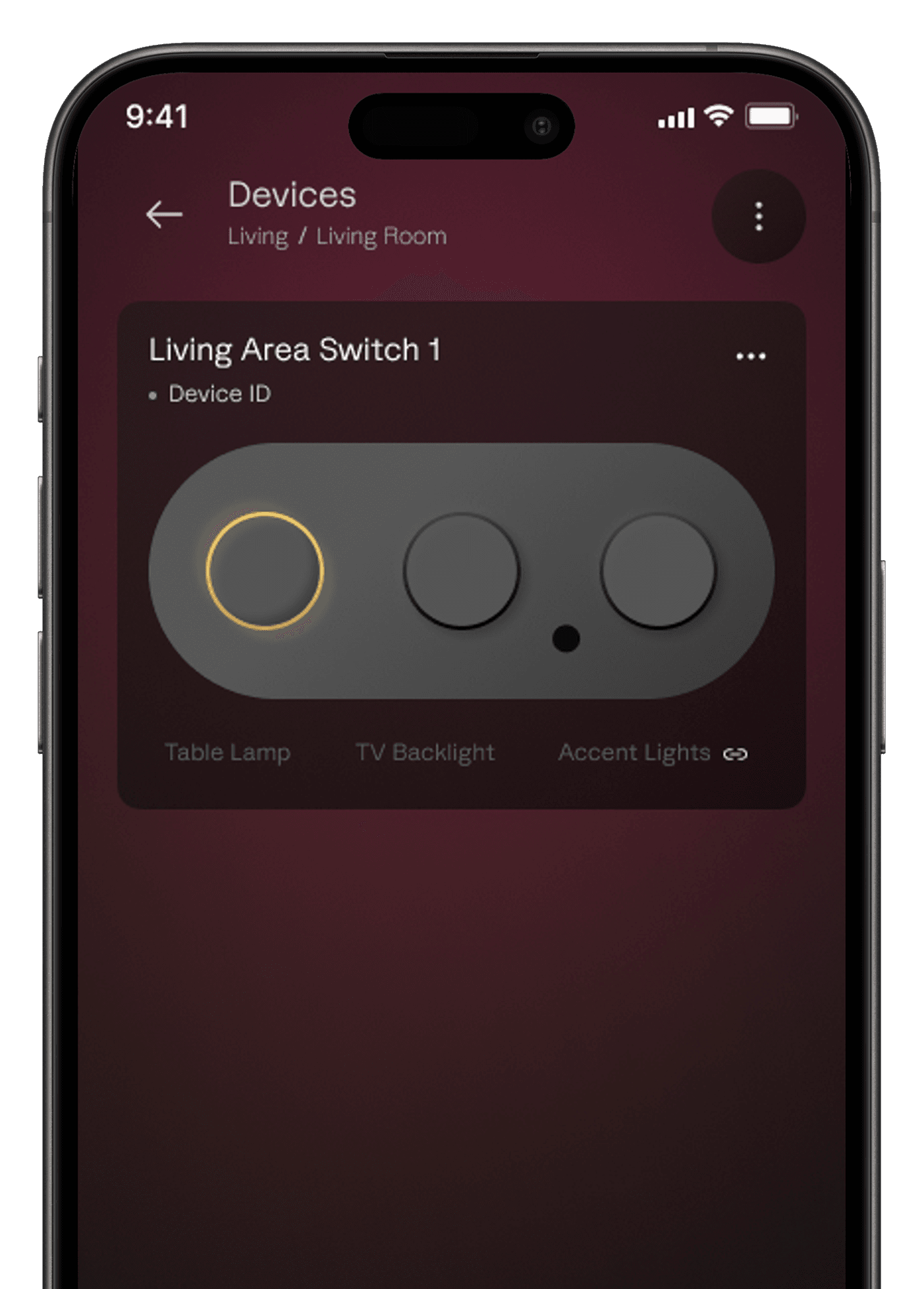 Lumira smart app device controller shown on a phone